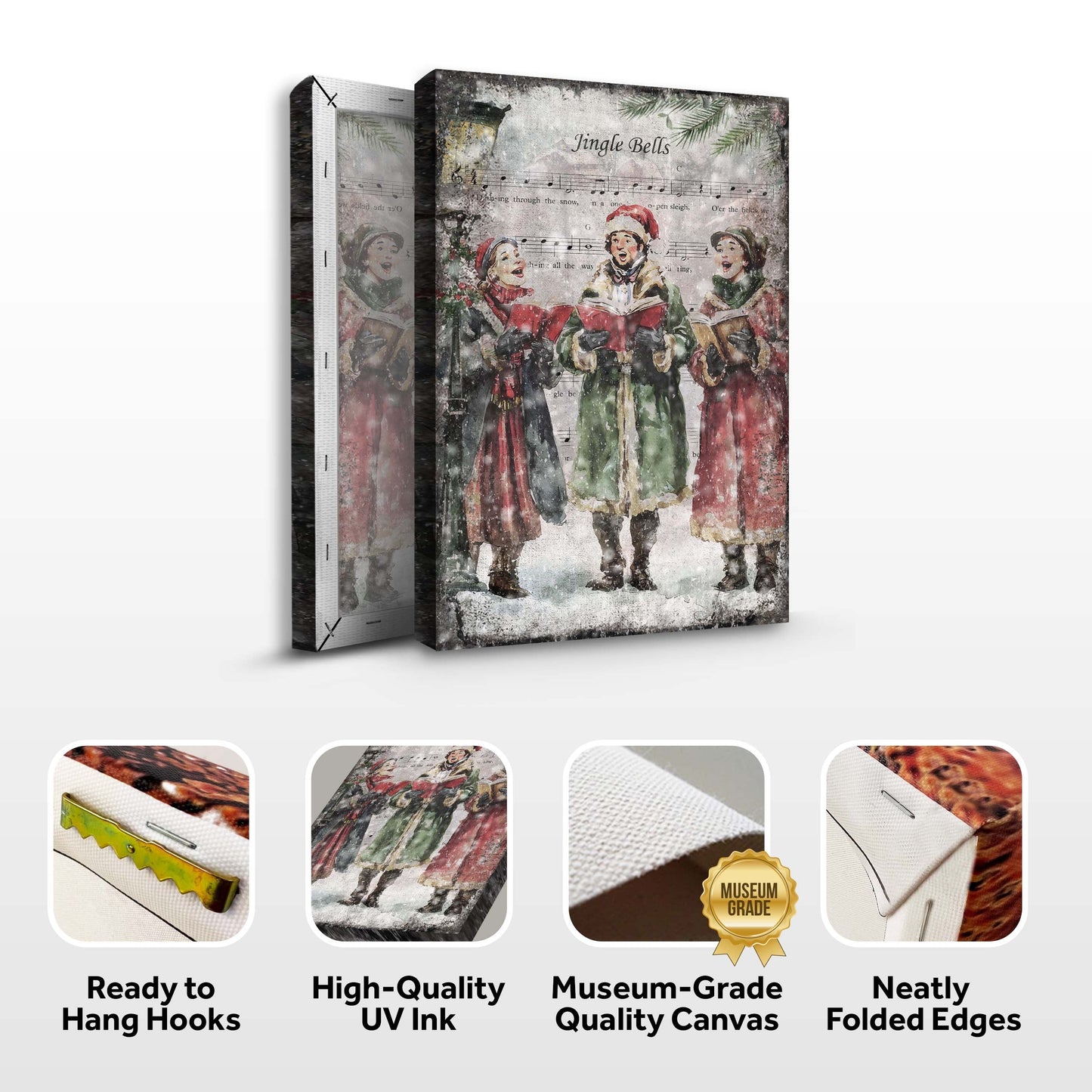 Vintage Christmas Carolers Wall Art II canvas by Tailored Canvases, carolers with sheet music on Tampa Home & Garden Store