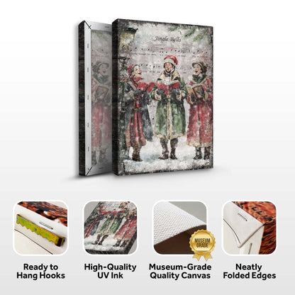 Vintage Christmas Carolers Wall Art II canvas by Tailored Canvases, carolers with sheet music on Tampa Home & Garden Store