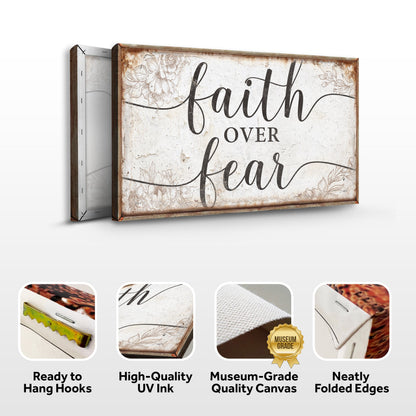 Faith Over Fear canvas sign by Tailored Canvases, rustic framed craft canvas on Tampa Home & Garden Store