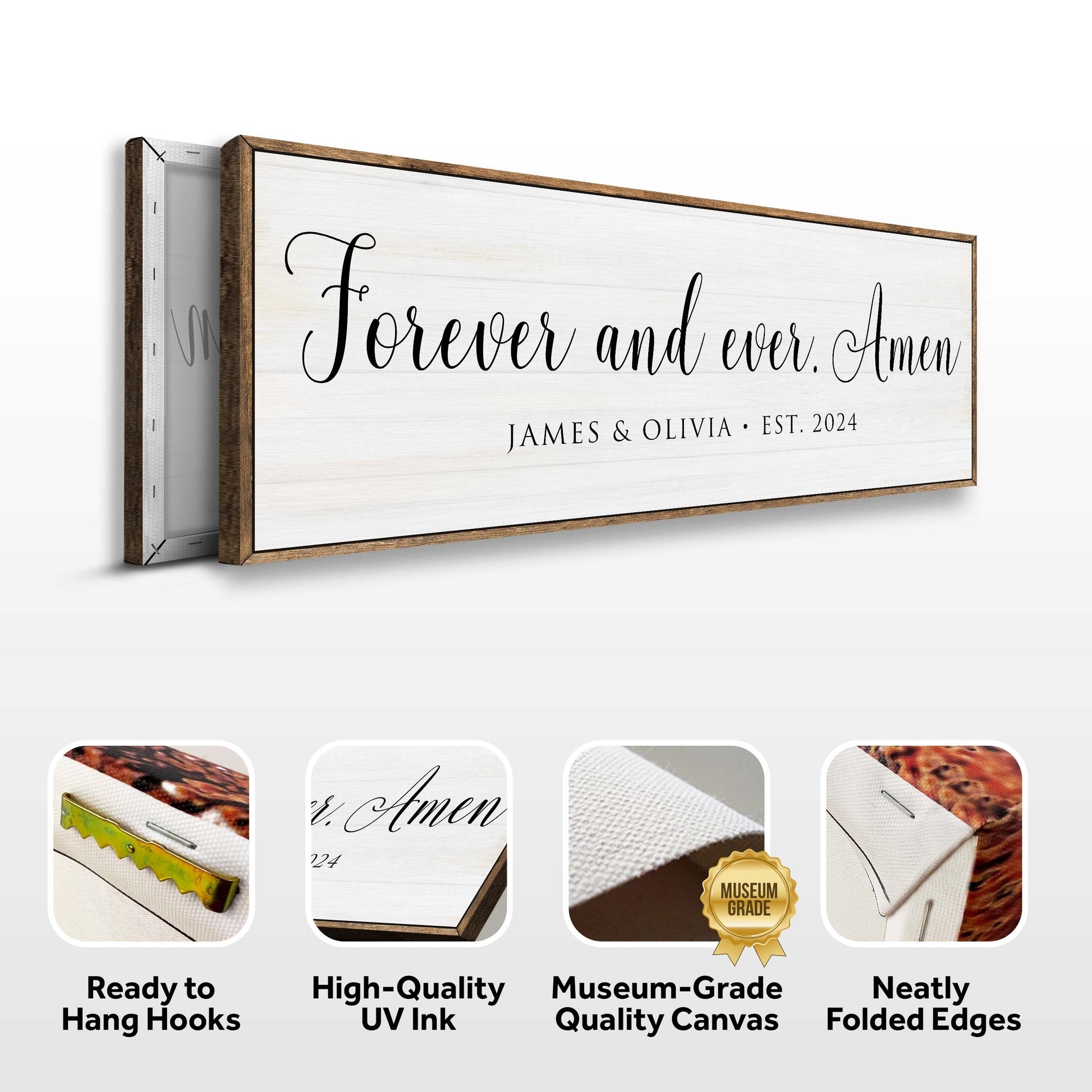 Forever And Ever Amen Faith Sign canvas by Tailored Canvases with whitewashed wood frame on Tampa Home & Garden Store