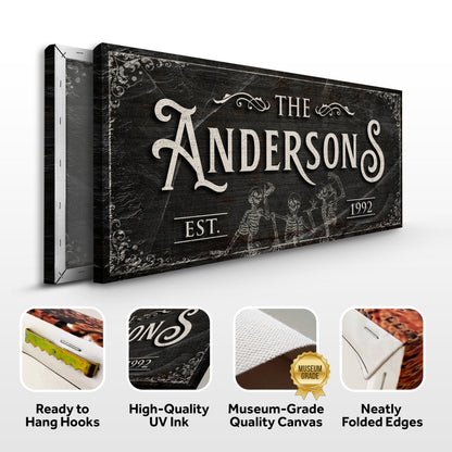 Gothic Family Sign IV canvas by Tailored Canvases with black wood and cream lettering on Tampa Home & Garden Store