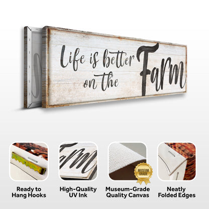 Canvas sign Life Is Better On The Farm Sign VIII by Tailored Canvases, wood with black script on Tampa Home & Garden Store