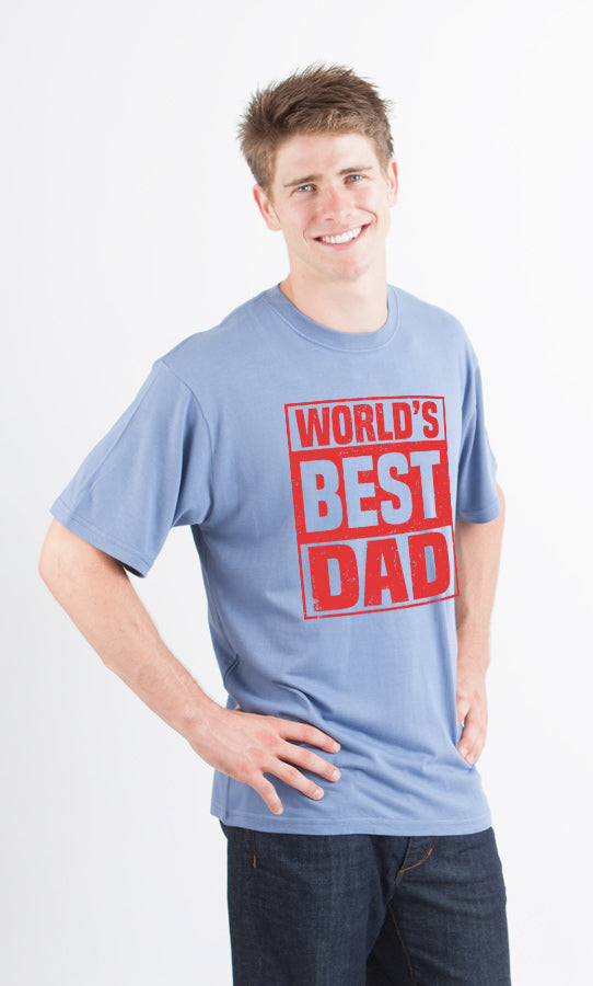 World's Best Dad men's bamboo viscose/organic cotton graphic tee blue by Spun Bamboo on Tampa Home & Garden Store