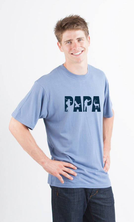 PAPA men's tee in light blue with PAPA logo; bamboo viscose/organic cotton on Tampa Home & Garden Store