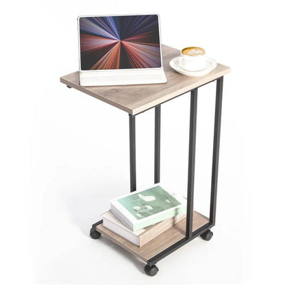 Mesa auxiliar de metal y madera estilo industrial moderno para TV con ruedas extraíbles