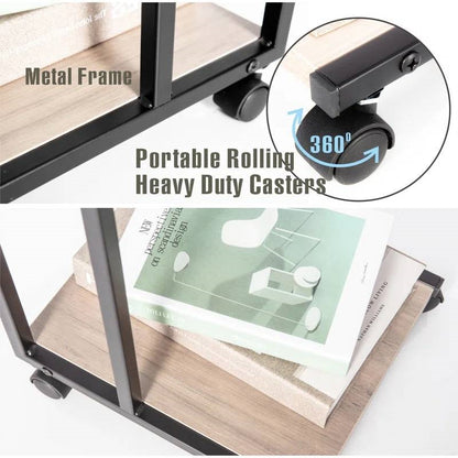 Mesa auxiliar de metal y madera estilo industrial moderno para TV con ruedas extraíbles