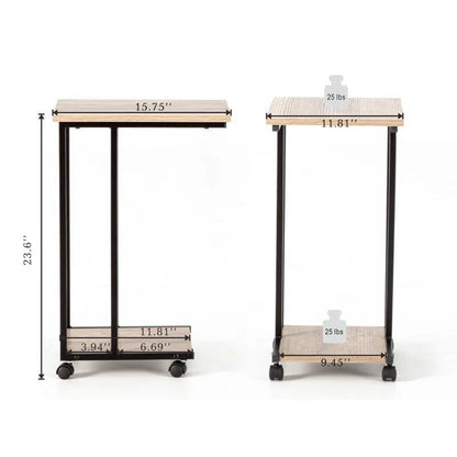 Mesa auxiliar de metal y madera estilo industrial moderno para TV con ruedas extraíbles