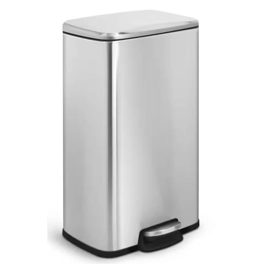 Cubo de basura de cocina de acero inoxidable de 8 galones con tapa de pedal