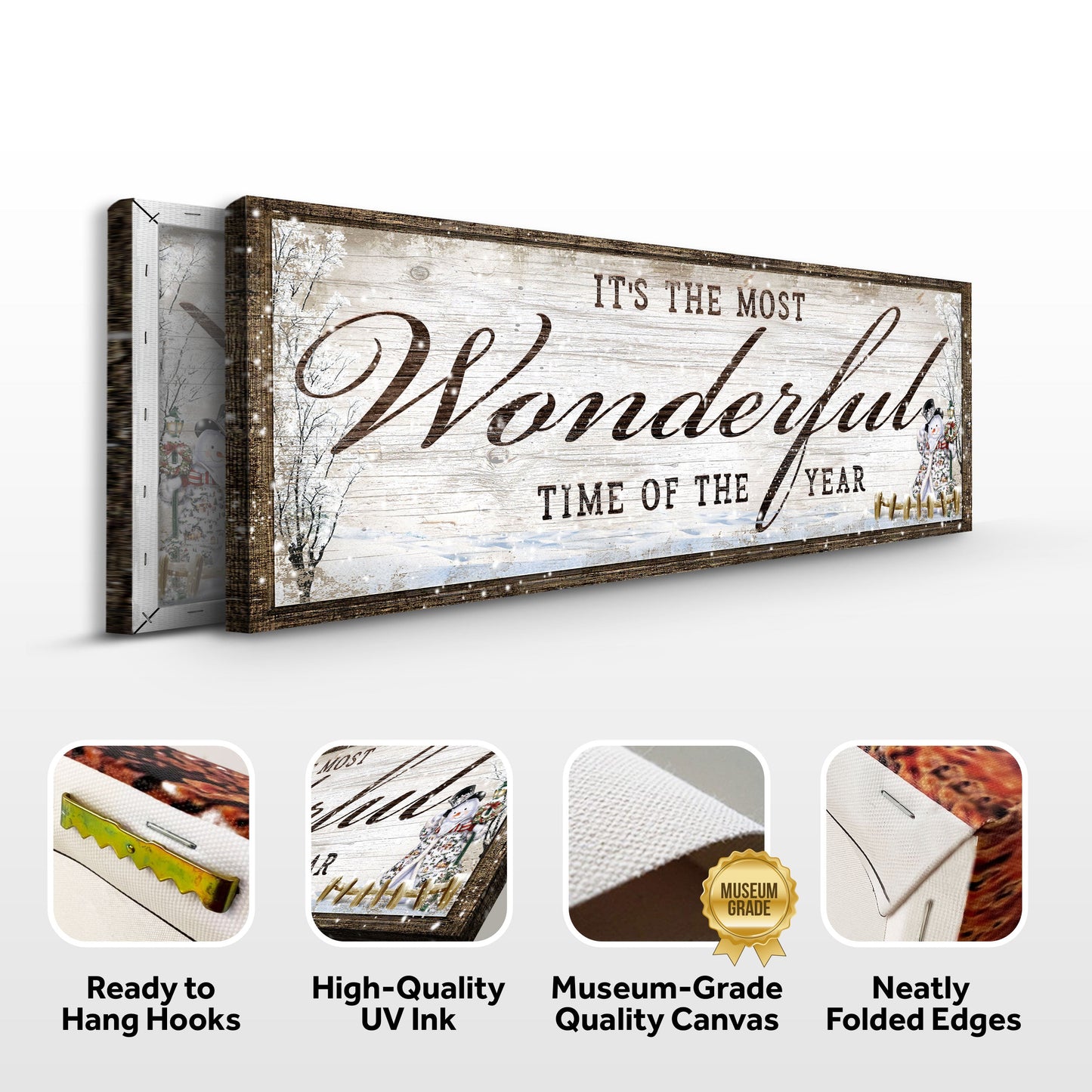 Canvas sign It's The Most Wonderful Time Of The Year Tailored Canvases rustic wood framed on Tampa Home & Garden Store