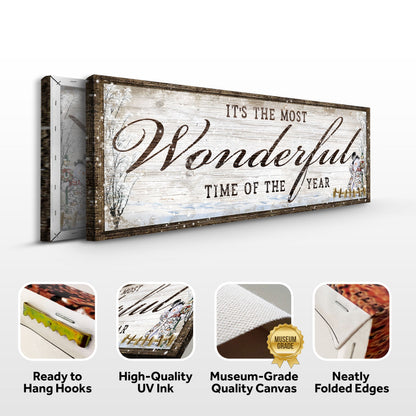 Canvas sign It's The Most Wonderful Time Of The Year Tailored Canvases rustic wood framed on Tampa Home & Garden Store