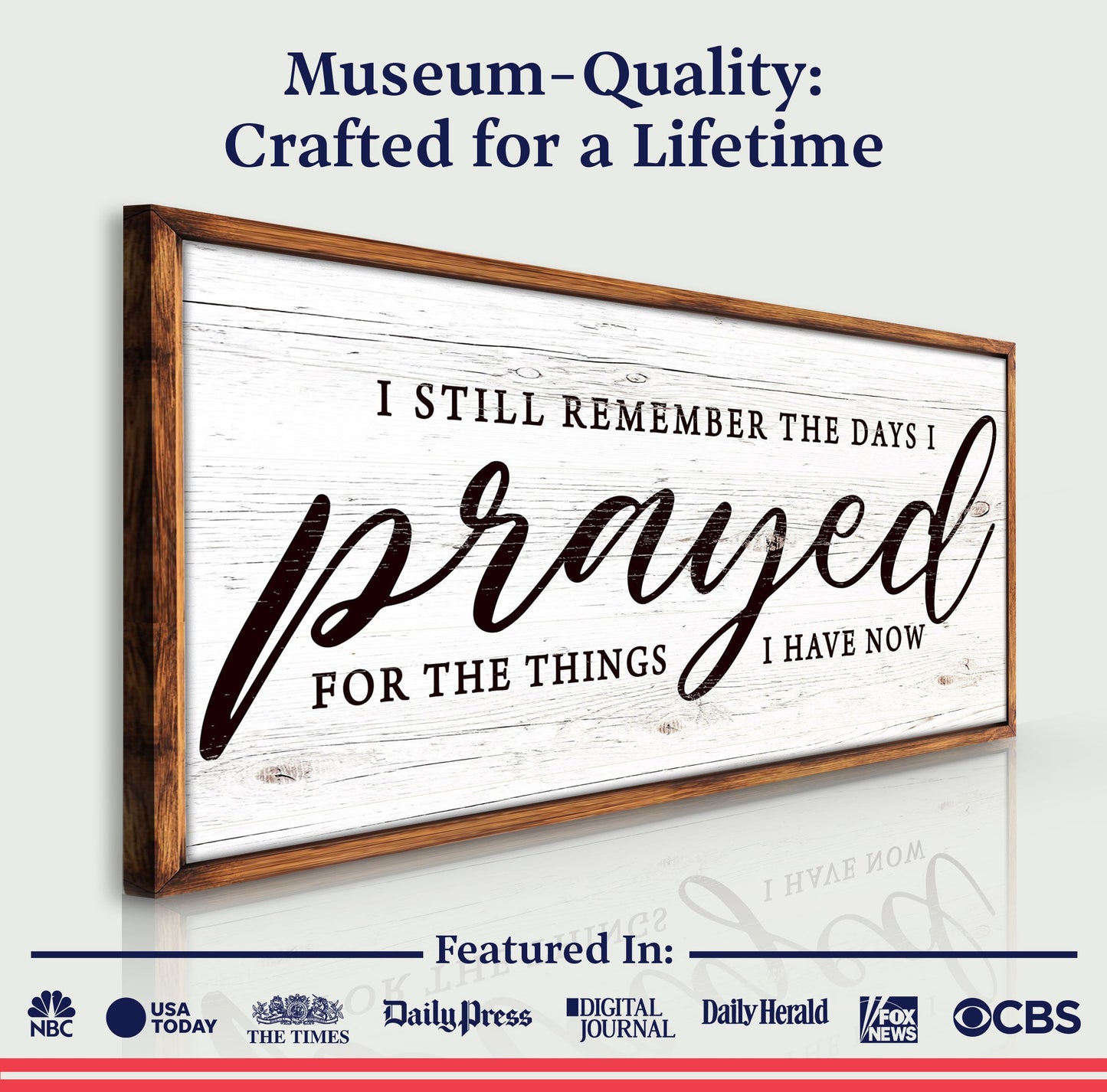 Canvas I Still Remember The Days I Prayed on white wood frame on Tampa Home & Garden Store