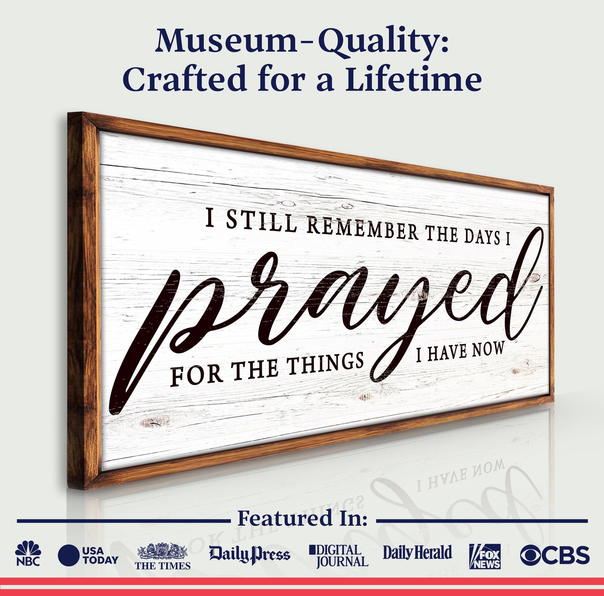 Canvas I Still Remember The Days I Prayed on white wood frame on Tampa Home & Garden Store