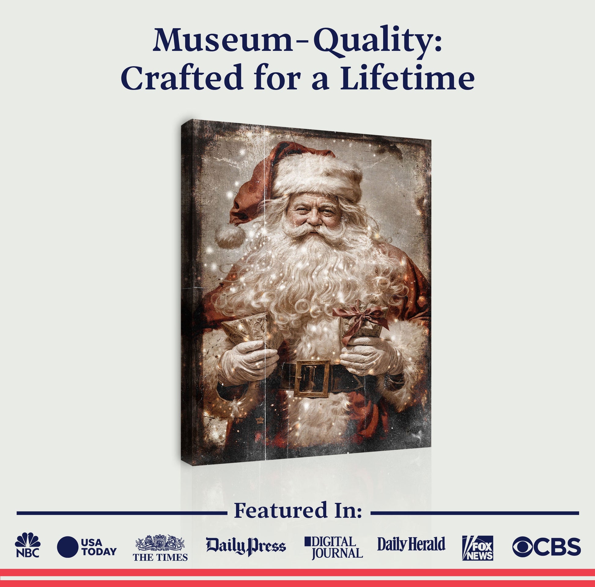 Vintage Christmas Santa Claus wall art canvas by Tailored Canvases, crafting canvas on Tampa Home & Garden Store