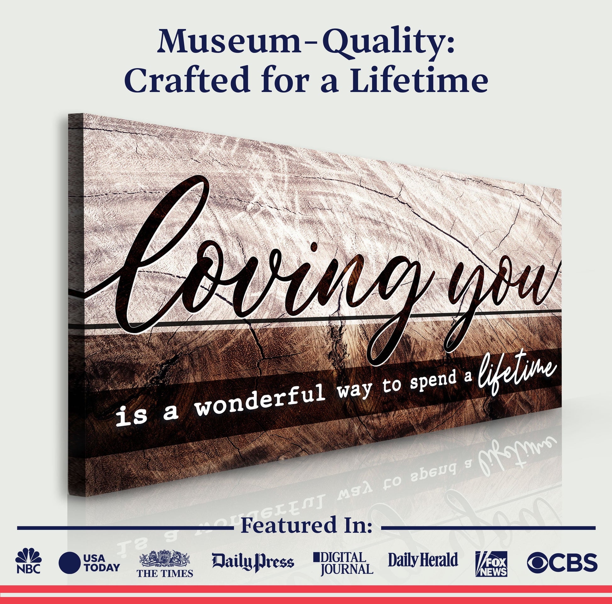 Loving You Is A Wonderful Way To Spend A Lifetime Sign II canvas by Tailored Canvases woodgrain on Tampa Home & Garden Store