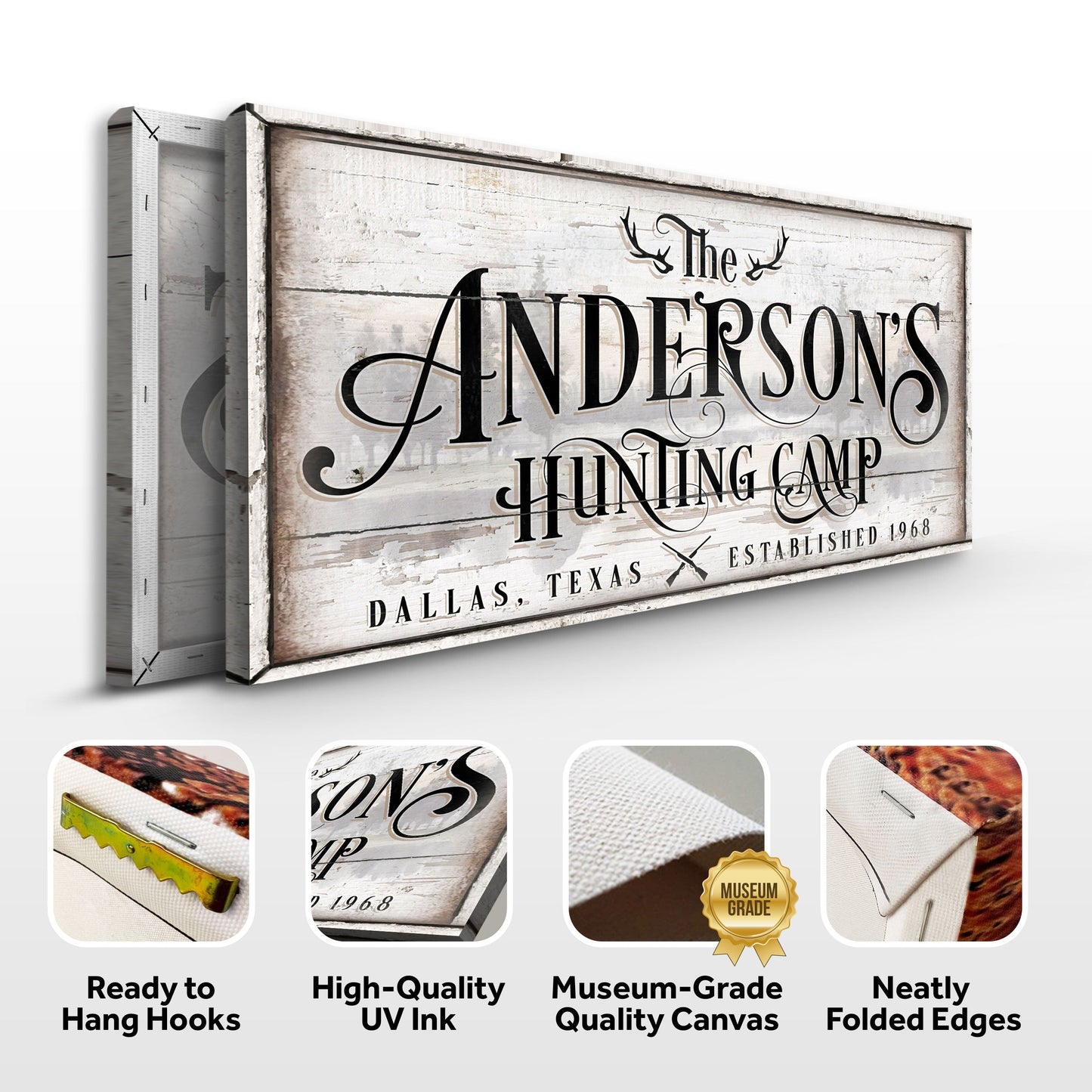 Family Hunting Camp Sign II canvas by Tailored Canvases wood sign with vintage typography on Tampa Home & Garden Store