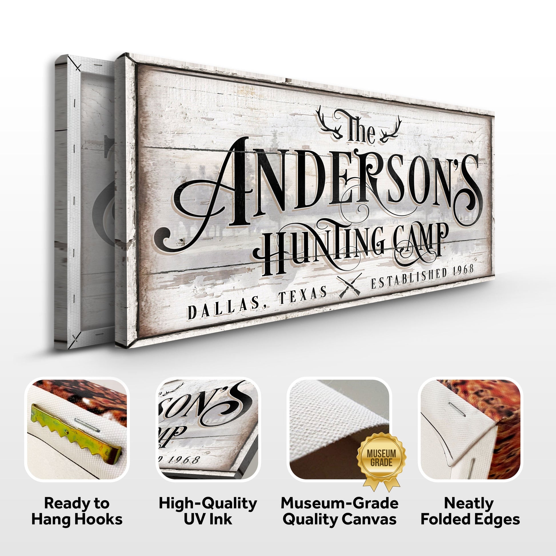 Family Hunting Camp Sign II canvas by Tailored Canvases wood sign with vintage typography on Tampa Home & Garden Store