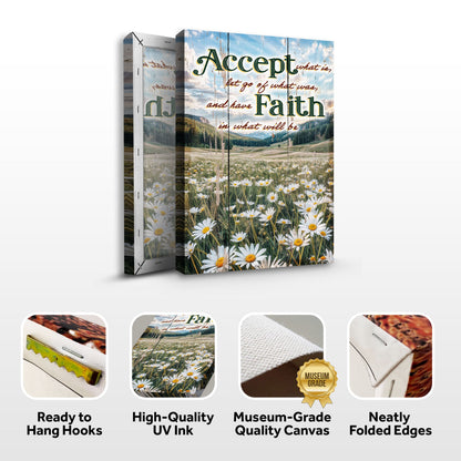 Canvas wall art Accept Let Go And Have Faith sign 3-panel daisies Tailored Canvases on Tampa Home & Garden Store