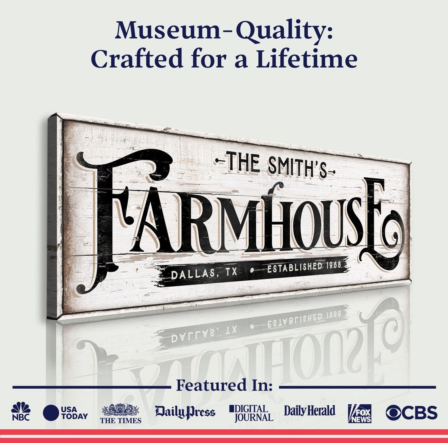 Vintage Rust Farmhouse Sign III canvas by Tailored Canvases with distressed wood design on Tampa Home & Garden Store