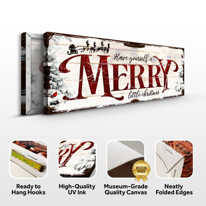 Have Yourself a Merry Christmas Sign VIII canvas with red lettering and wood finish on Tampa Home & Garden Store