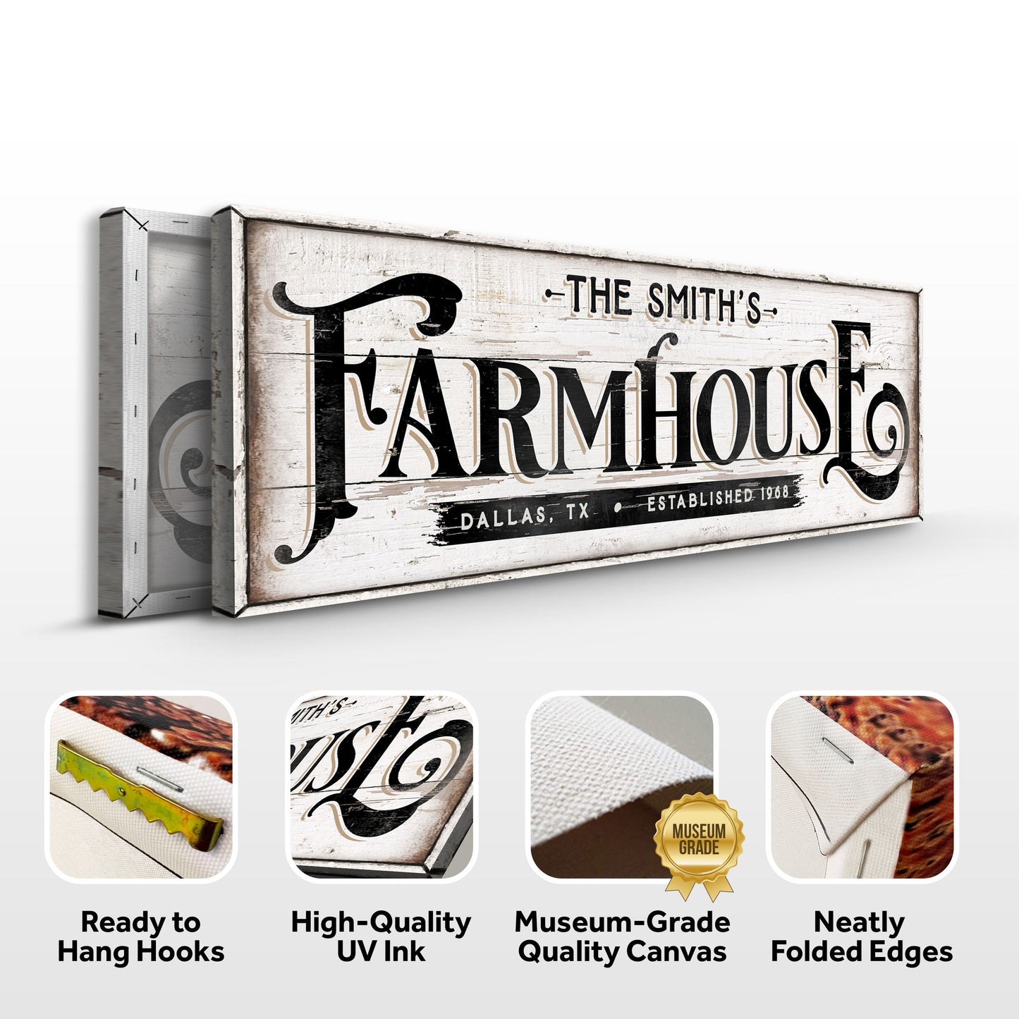 Vintage Rust Farmhouse Sign III Canvas by Tailored Canvases, distressed wood finish on Tampa Home & Garden Store