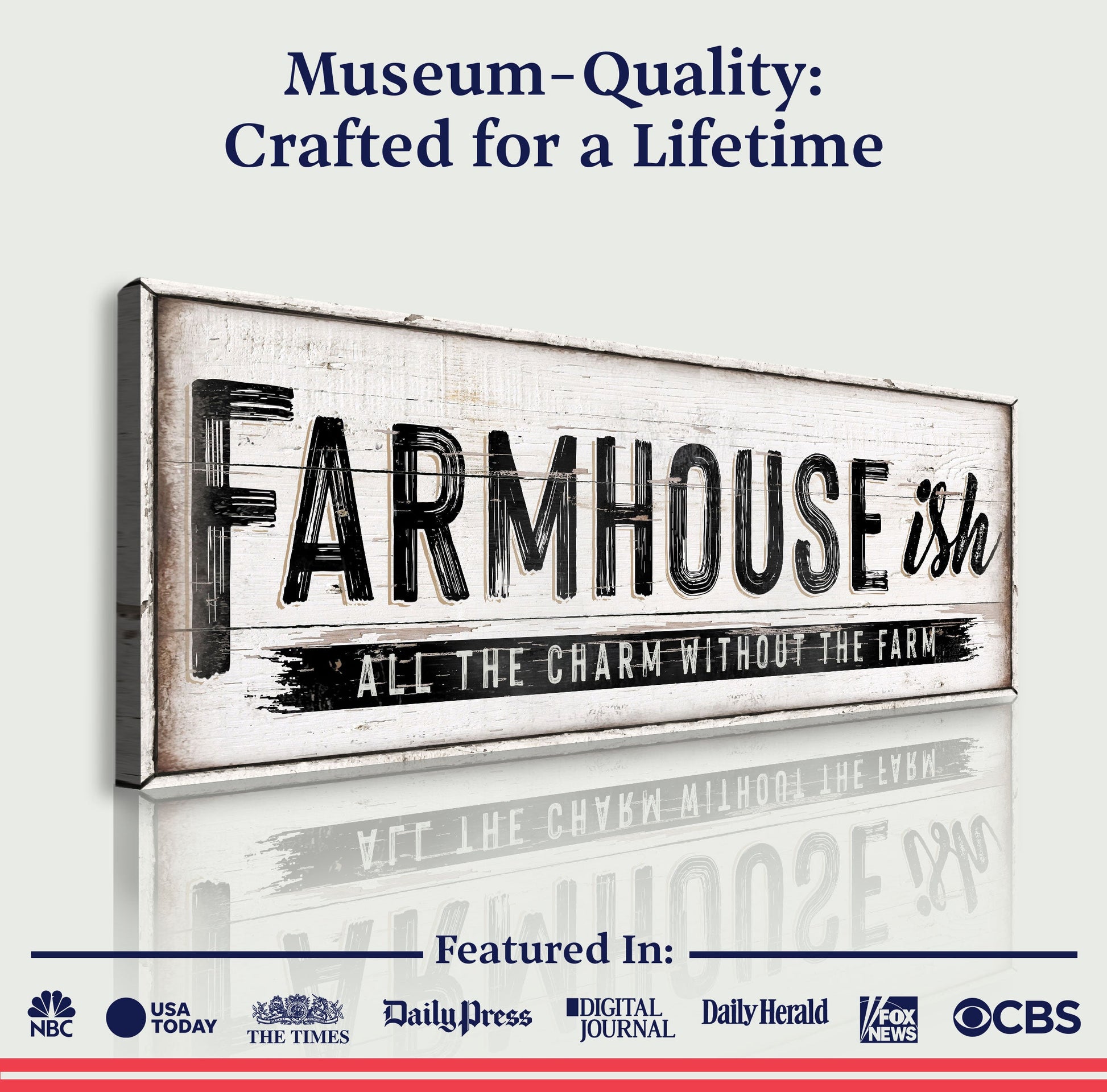 Farmhouse-Ish Sign VI canvas by Tailored Canvases; wood sign with bold vintage letters on Tampa Home & Garden Store