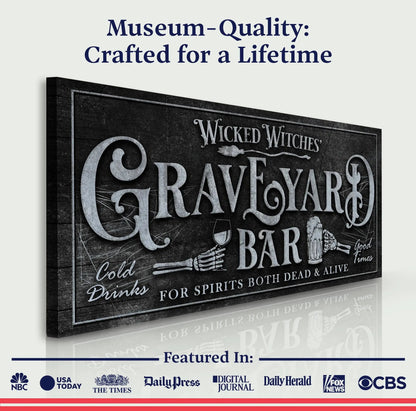 Wicked Witches' Graveyard Bar Halloween Sign II dark canvas by Tailored Canvases on Tampa Home & Garden Store