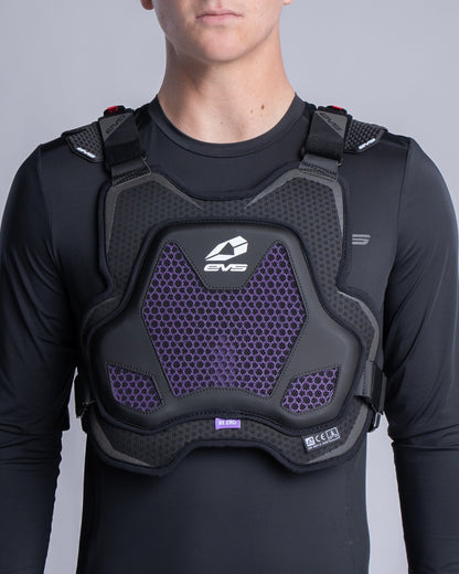 Evolution Chest Protector by EVS Sports with black protective shell and purple mesh panels on Tampa Home & Garden Store