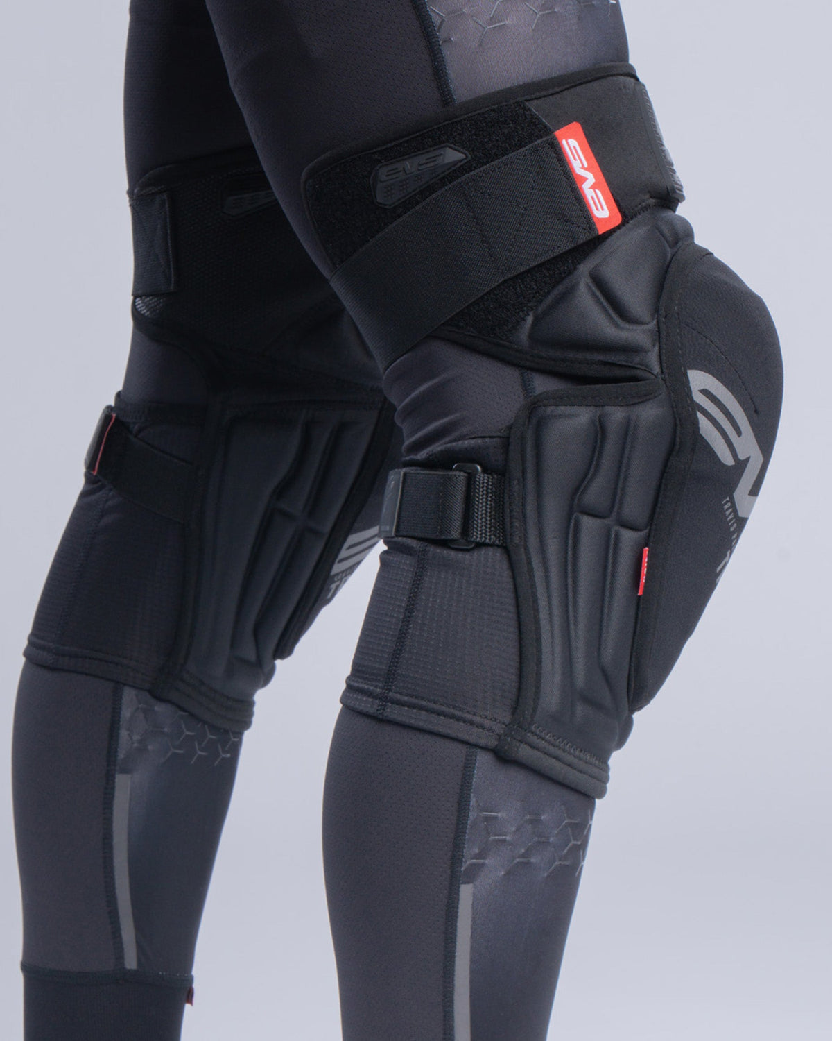 EVS Sports TP199 Lite Blackout knee guard with adjustable strap and padding on Tampa Home & Garden Store