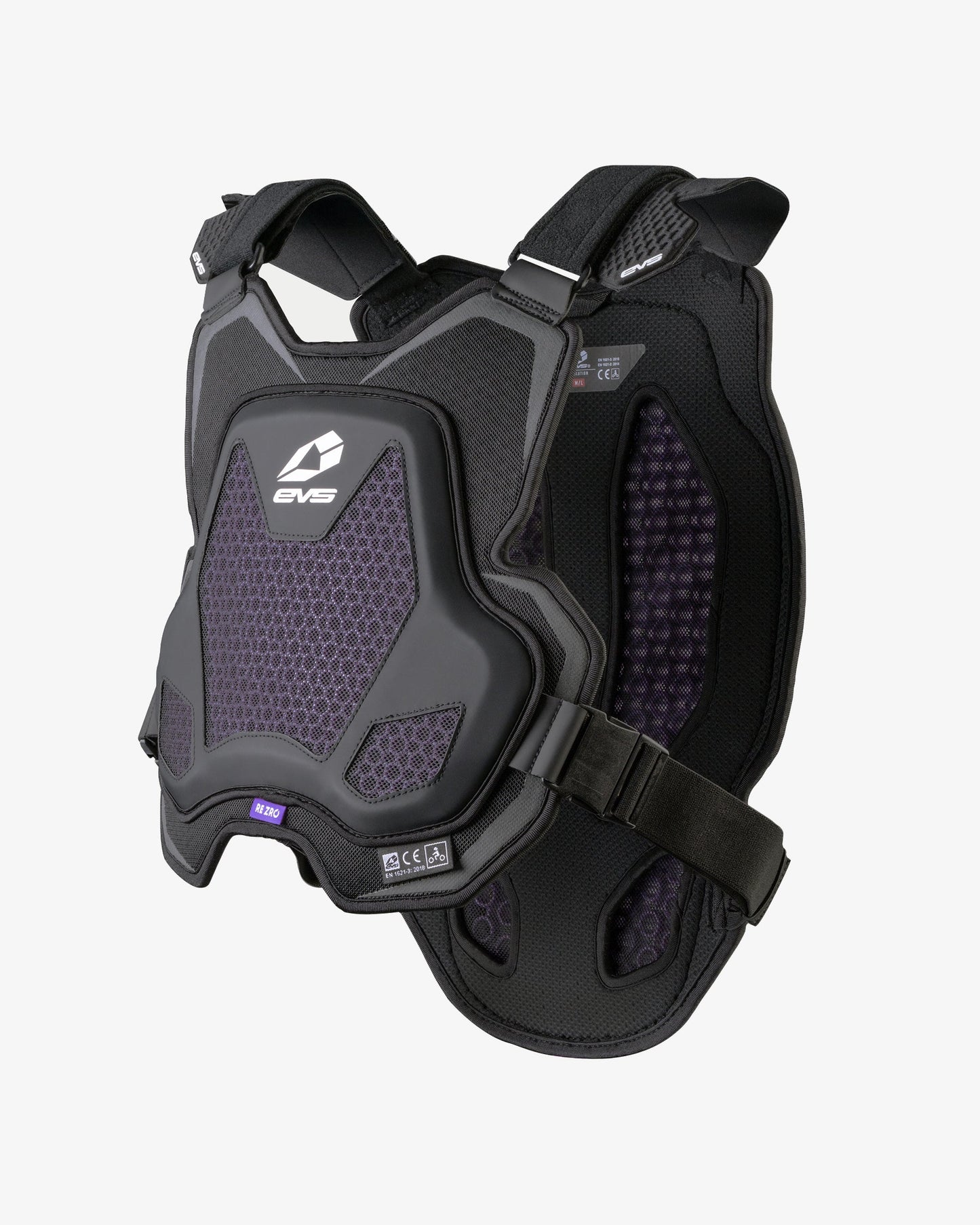EVS Evolution Chest Protector, black with purple mesh panels and adjustable straps on Tampa Home & Garden Store
