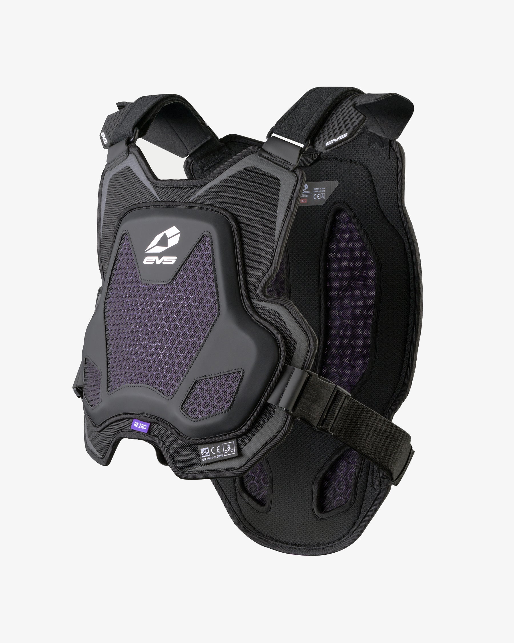 EVS Evolution Chest Protector, black with purple mesh panels and adjustable straps on Tampa Home & Garden Store