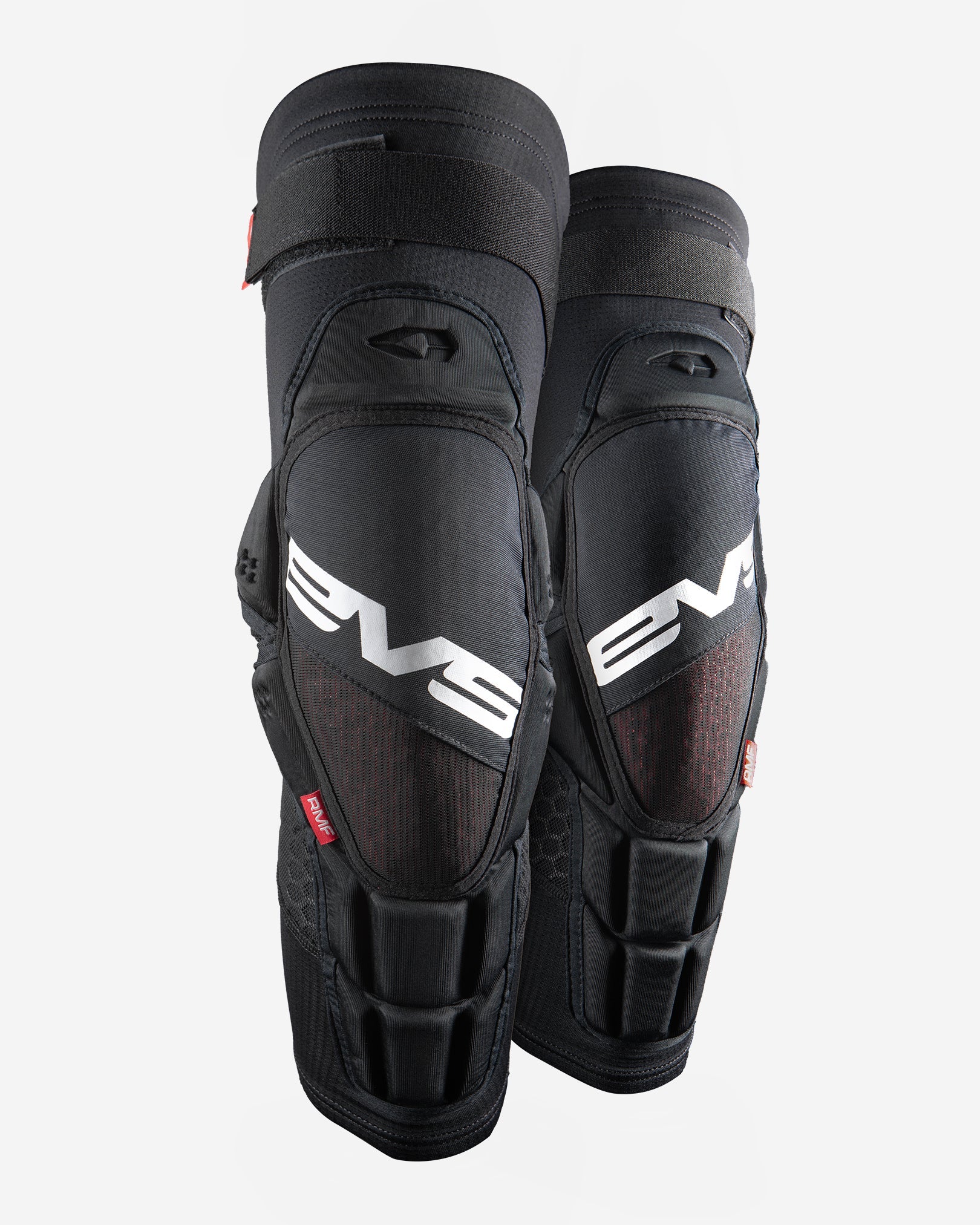EVS Sports Hex Pro MTB Knee Guard knee pads in black with adjustable straps and white logo on Tampa Home & Garden Store