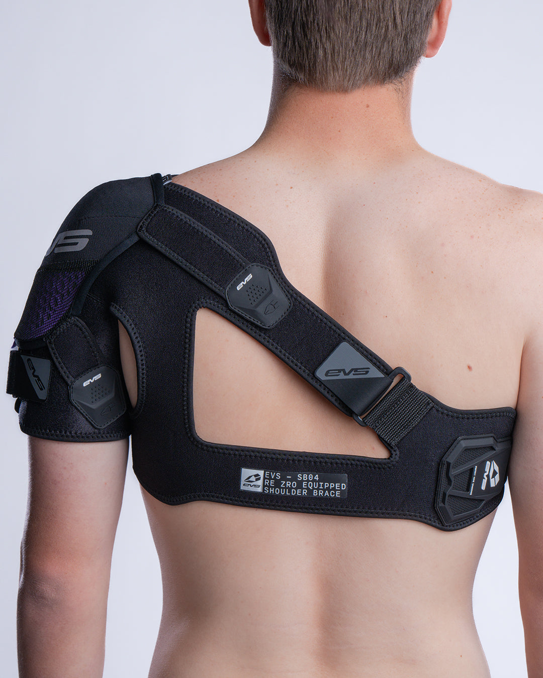 SB04 Pro Shoulder Support by EVS Sports, black shoulder brace with adjustable straps on Tampa Home & Garden Store