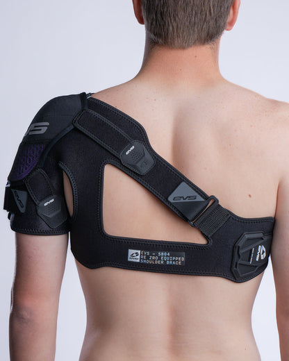 SB04 Pro Shoulder Support by EVS Sports, black shoulder brace with adjustable straps on Tampa Home & Garden Store