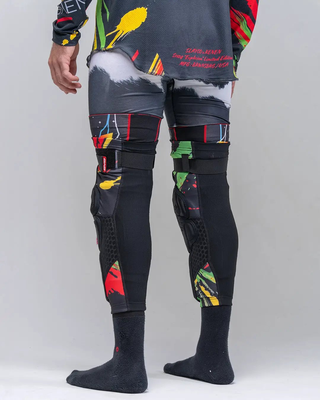 Slayco96 Explosion Knee Guard pair, EVS knee & shin guards with colorful panels on Tampa Home & Garden Store