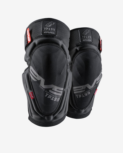 TP199 Lite Blackout Knee Guard pair by EVS Sports in black with red tabs on Tampa Home & Garden Store