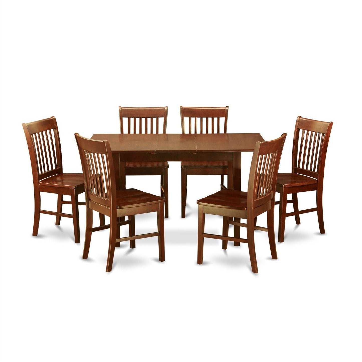 Juego de comedor de 7 piezas estilo Misión con acabado de madera de caoba