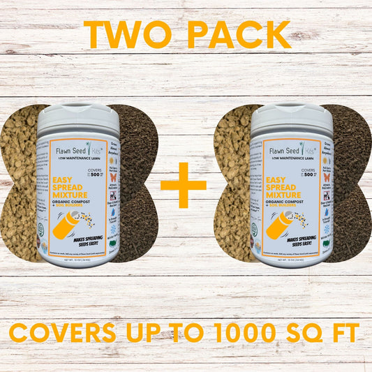 Flawn Seed Kits Easy Seed Spreading Mix two jars white plastic orange labels soil mix on Tampa Home & Garden Store