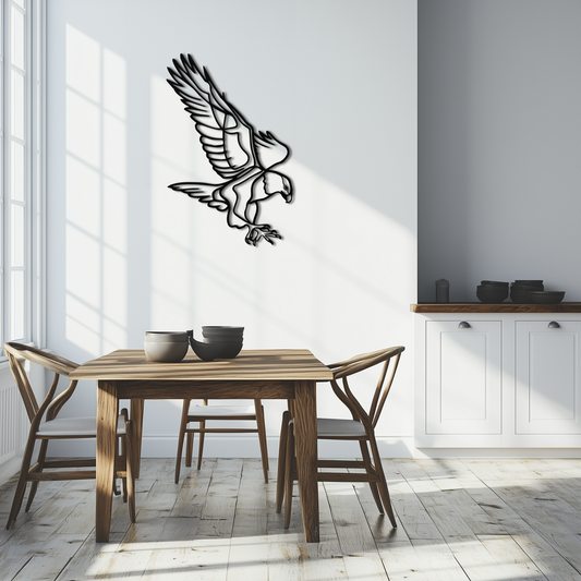Décoration murale en métal représentant un aigle – Décoration d'oiseau audacieuse et majestueuse – KAF271