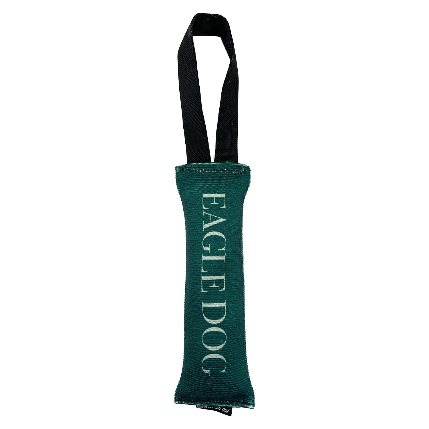 Fire Hose Dog Toy Tug in green fabric with black nylon loop by American Dog on Tampa Home & Garden Store