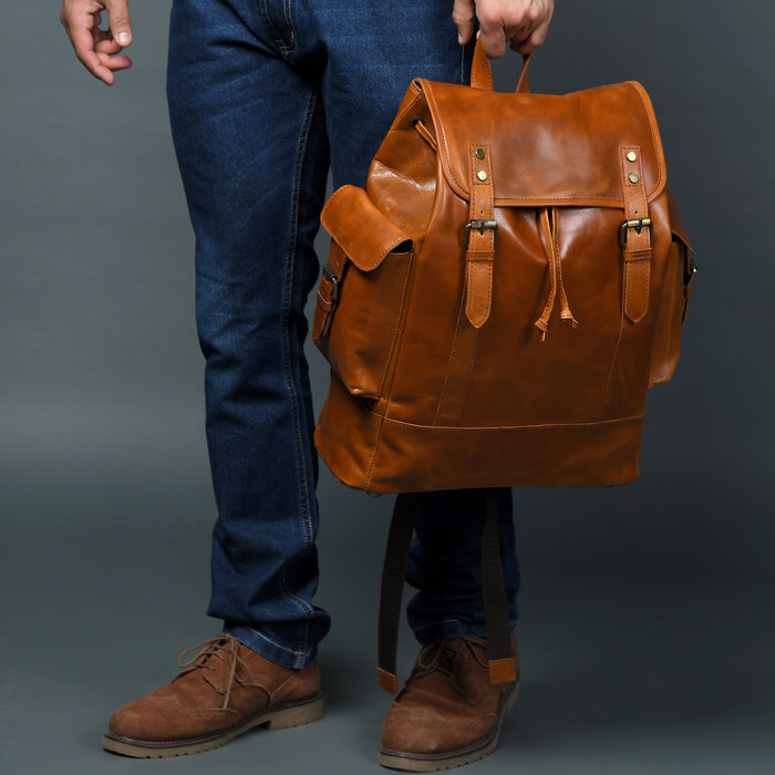 Earthen Leather Laptop Backpack - Tampa Home & Garden Store