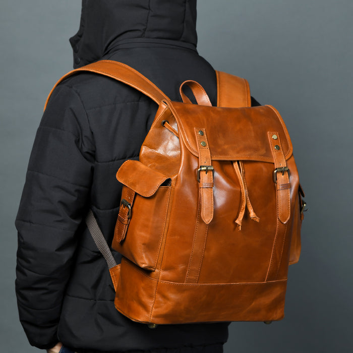 Earthen Leather Laptop Backpack - Tampa Home & Garden Store