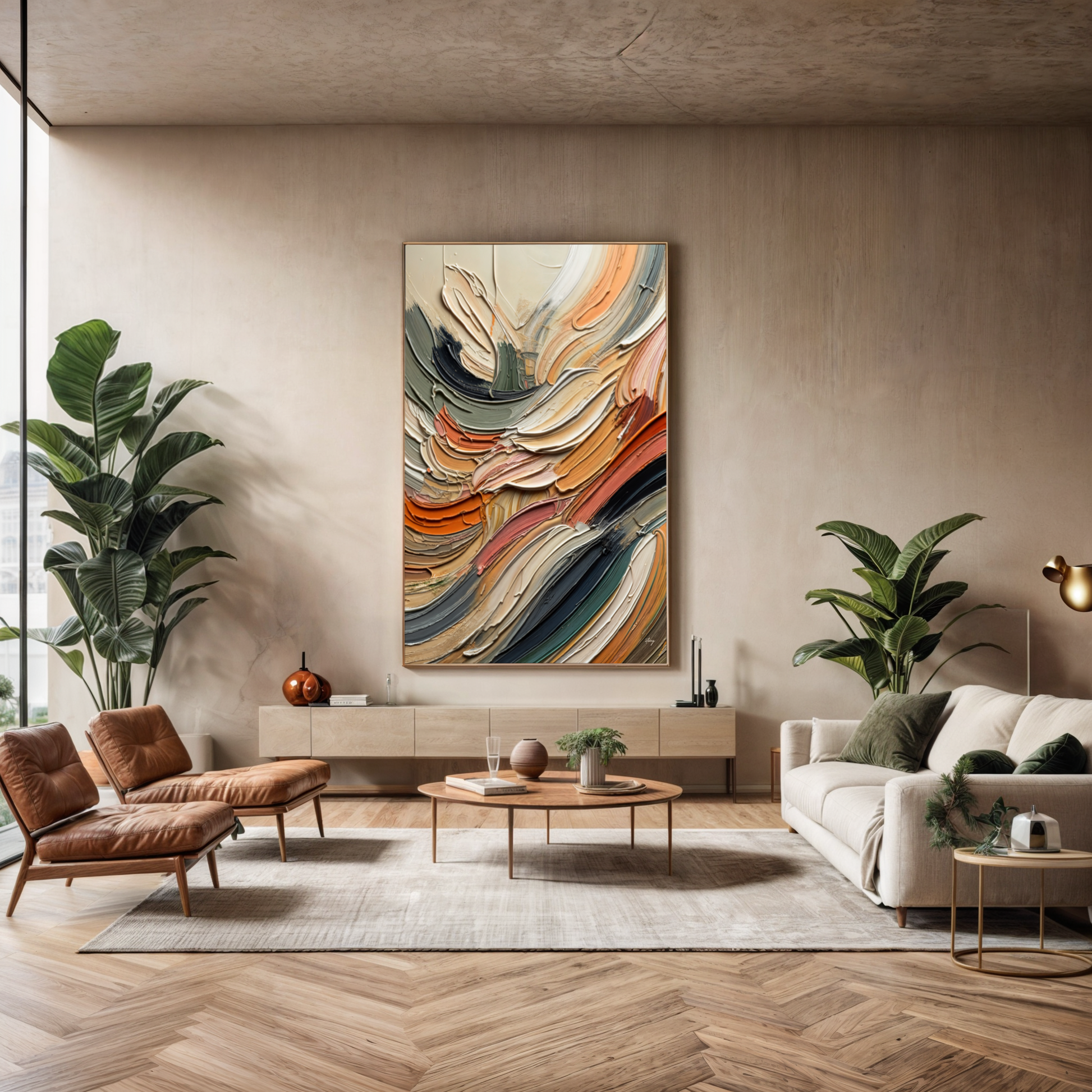Canvas print Earthen Strata by Tailored Canvases; earth-toned abstract impasto on canvas on Tampa Home & Garden Store