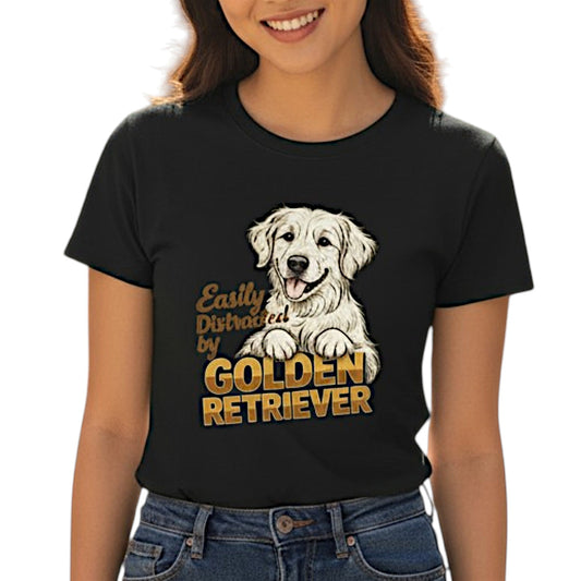 Easily Distracted by Golden Retriever Women Tee