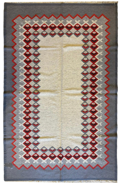 Eastern European Diamond Patterned Kilim Rug 6’4” x 9’1” - Tampa Home & Garden Store