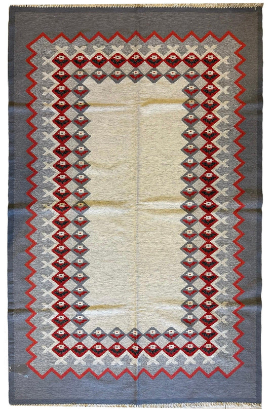 Eastern European Diamond Patterned Kilim Rug 6’4” x 9’1” - Tampa Home & Garden Store