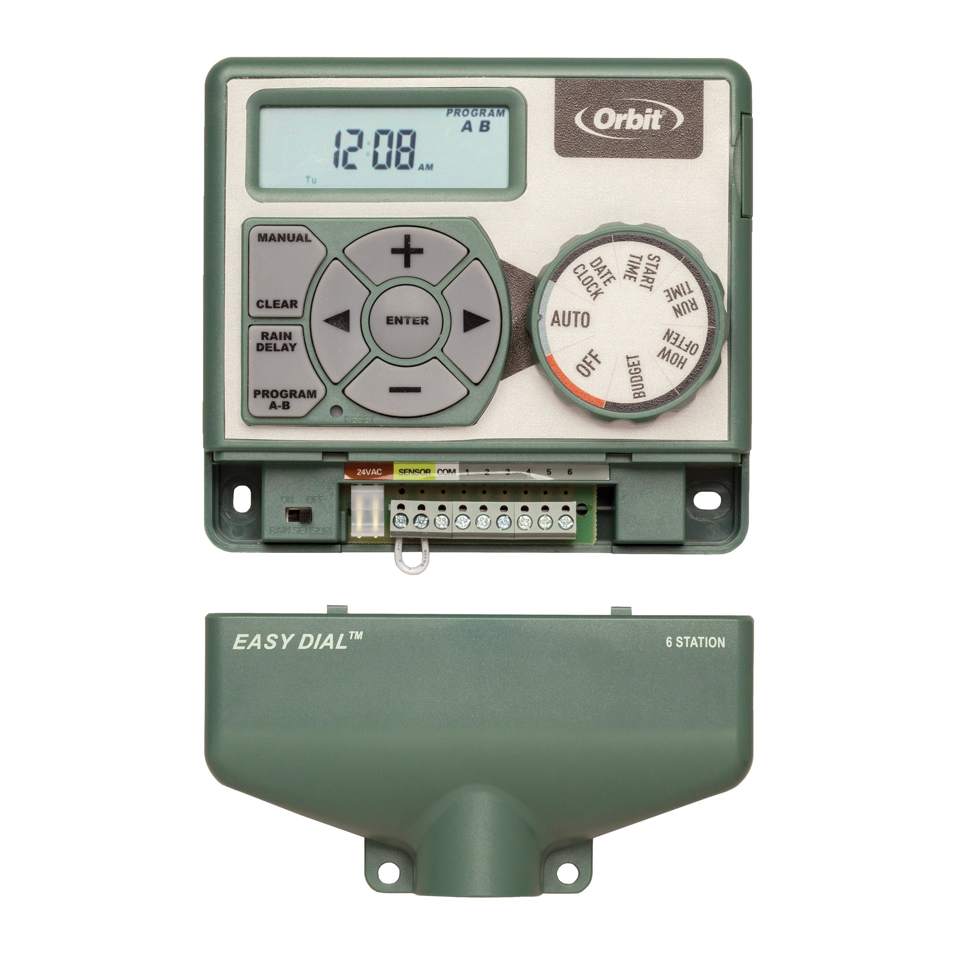 6-Station Indoor Easy Dial Controller Orbit Irrigation with digital display and large dial on Tampa Home & Garden Store