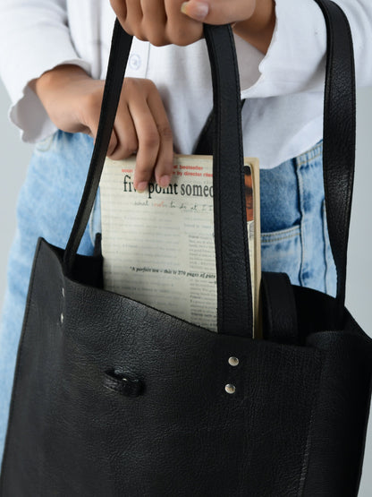 Ebony Elegance Leather Tote - Tampa Home & Garden Store