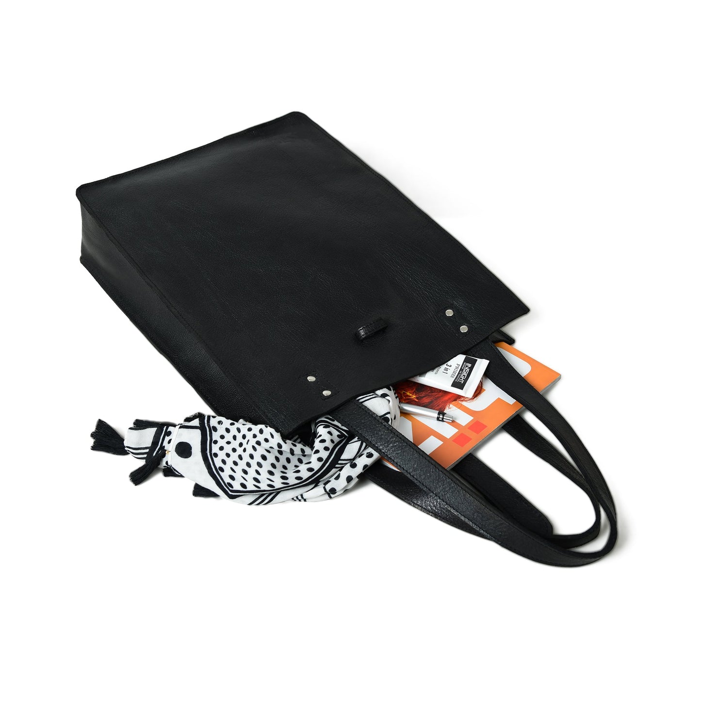 Ebony Elegance Leather Tote - Tampa Home & Garden Store