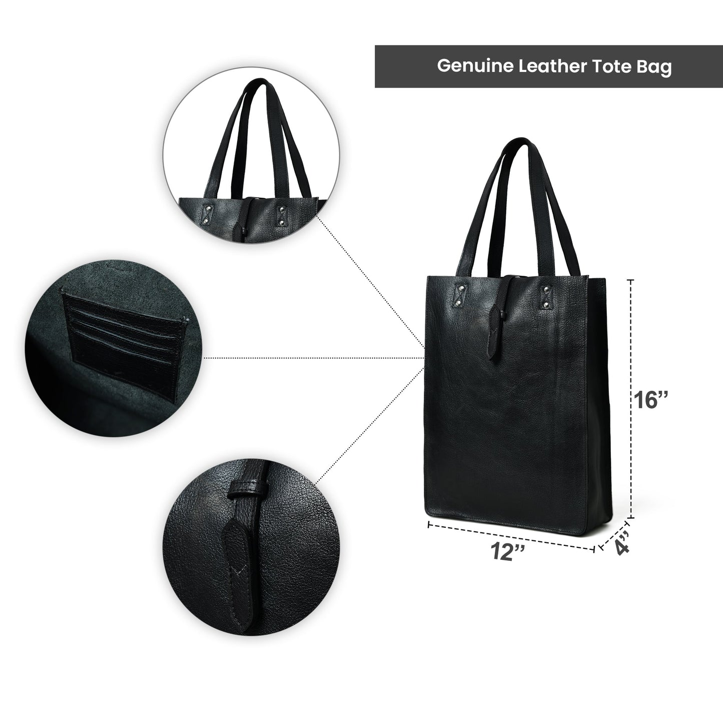 Ebony Elegance Leather Tote - Tampa Home & Garden Store