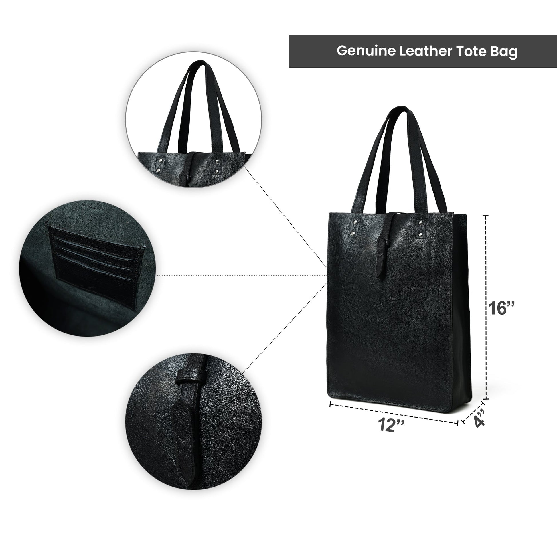 Ebony Elegance Leather Tote - Tampa Home & Garden Store